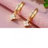 Simple Classic Super Sparkling Floral Sweet Ear Buckle Korean Version Temperament Simple Four Leaf Flower Pendant Earrings
