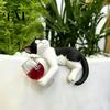 Unique Housewarming Present Drunken Cat Statue Planter Hanger, Whimsical Flower Pot Ornament, Decorative Kitten Figurine Resin Cute for Edge