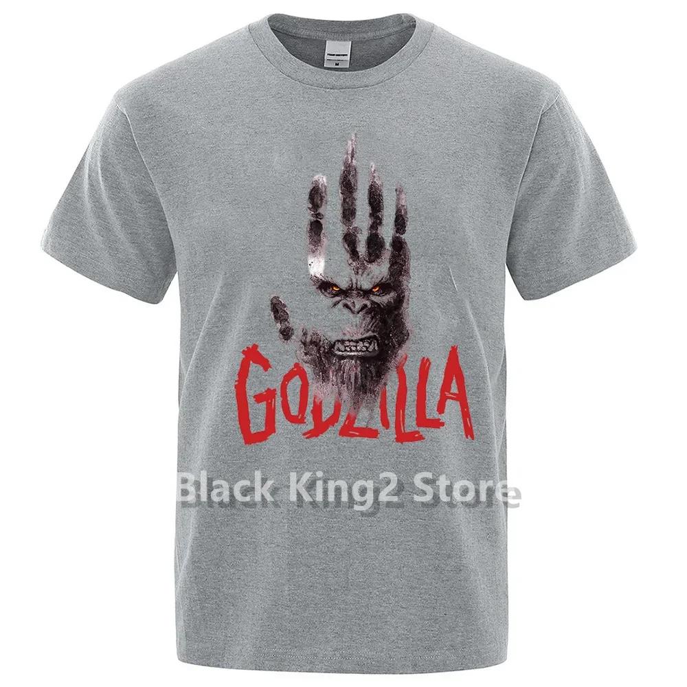Футболки с принтом аниме Godzillas VS.kong King для мужчин, японская уличная одежда, хлопковые топы, футболки в стиле хип-хоп, футболки в стиле Харадзюку
