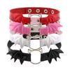 Cat Head Bat Wings Leather Punk Choker Necklace with Snap Button Clasp
