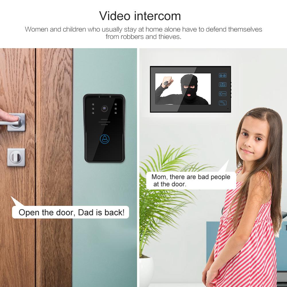 7in Waterproof Video Intercom Doorbell 2 Camera 1 LCD Monitor Security Door Phone