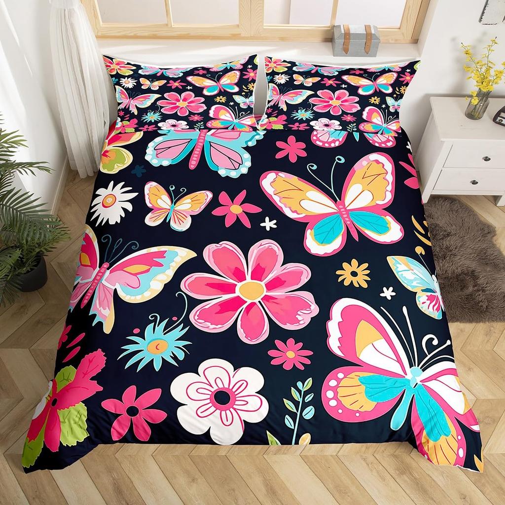 Comforter Retro Flowers Watercolor Yellow Floral Green Leaves Plant Comforter And 2 S Trippy Style Bedding Set