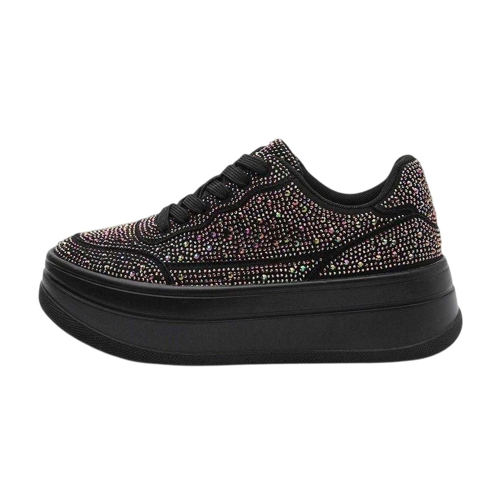 Where's That From Womens/Ladies Diamante Wedge Trainers