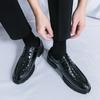 Мужские туфли большого размера с крокодиловым узором и низким верхом на шнуровке из кожи, всесезонные, новые, деловые, свадебные туфли для жениха