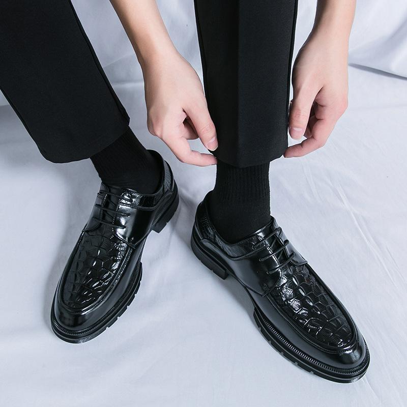Мужские туфли большого размера с крокодиловым узором и низким верхом на шнуровке из кожи, всесезонные, новые, деловые, свадебные туфли для жениха