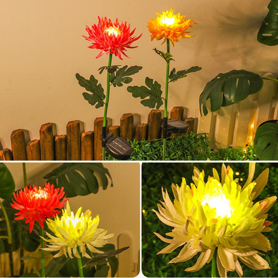 LED Solar Ball Chrysanthemum Lamp Outdoor Lawn Lamp Waterproof Camping Festival Lamp Garden Plug in Lamp