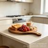 Acacia Wood Cutting Board With Handle Round Kitchen Chopping Cheese Bread Pizza Steak Serving Tray