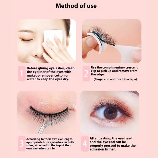1 пара самоклеящихся накладных ресниц многоразового использования, естественный вид, тонкие, пушистые, синтетические накладные ресницы ручной работы, полоски, женские инструменты для макияжа глаз
