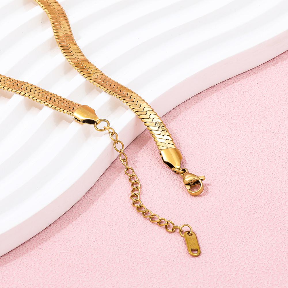 High End Gold Plated Stainless Steel Snake Chain Bracelet Anklet for Women Jewelry 6mm