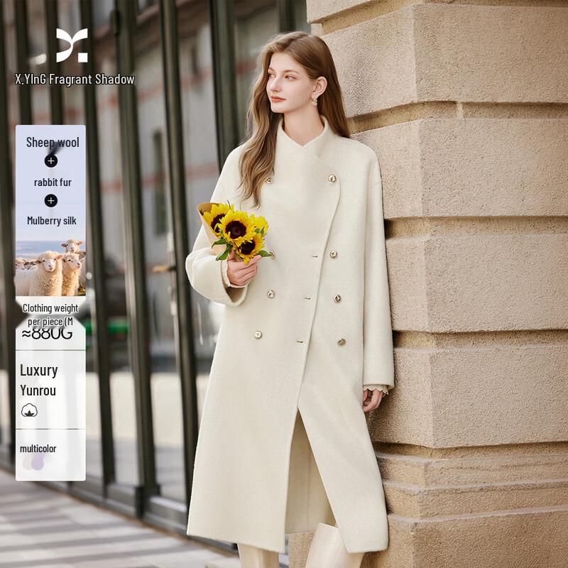 Xiangying Women's Asymmetric Double-Sided Wool Blend Coat