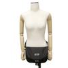 Used 9539 GG Nylon Waist Pouch 449182 7929 Leather Patch Gray Shoulder Bag with Embossed Logo Black Men's from Japan