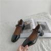 Fashion New Spring Shallow Shoes for Women 2024 Casual Thick Heeled Leather Women's Shoes Mary Janes Black Buckle Strap PU Flats Shoes