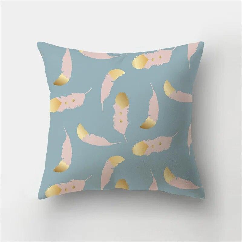 45x45cm Sea Blue Alphabet Pillowcase Pineapple Leaf Plant  Sofa Office Seat Car Cushion Cover Home Decor