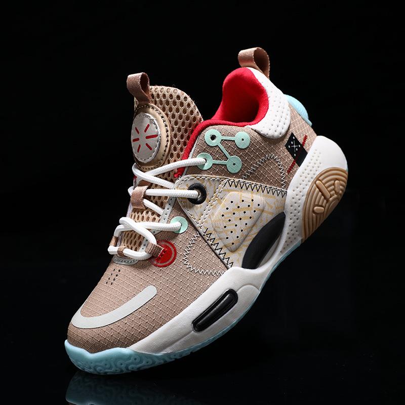 New Spring New Boys Basketball Shoes Breathable Shock Absorption Wear-resistant Students Combat Children's Basketball Shoes Outdoor