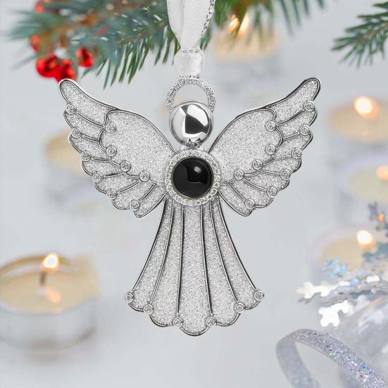 Metal Projection Pendant Christmas Angel Ornament Rhinestone Bird Butterfly Decoration Memory Keepsake Gift for Family Friends Couples Pet Owners