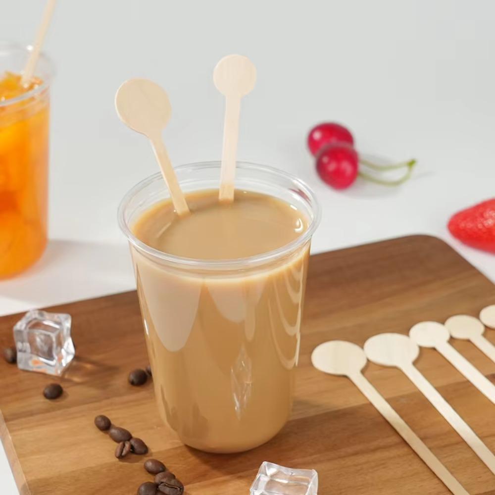 100 Pcs Disposable Coffee Stirrer Sticks Round Head Coffee Swizzle Stick  Drink Shop