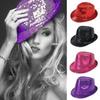 Fashion Creative Style Hats Dance Show Partys Jazz Hat Glitter Sequin Cowboy Cap Beading Hat Role Plays Prop Performance Costume