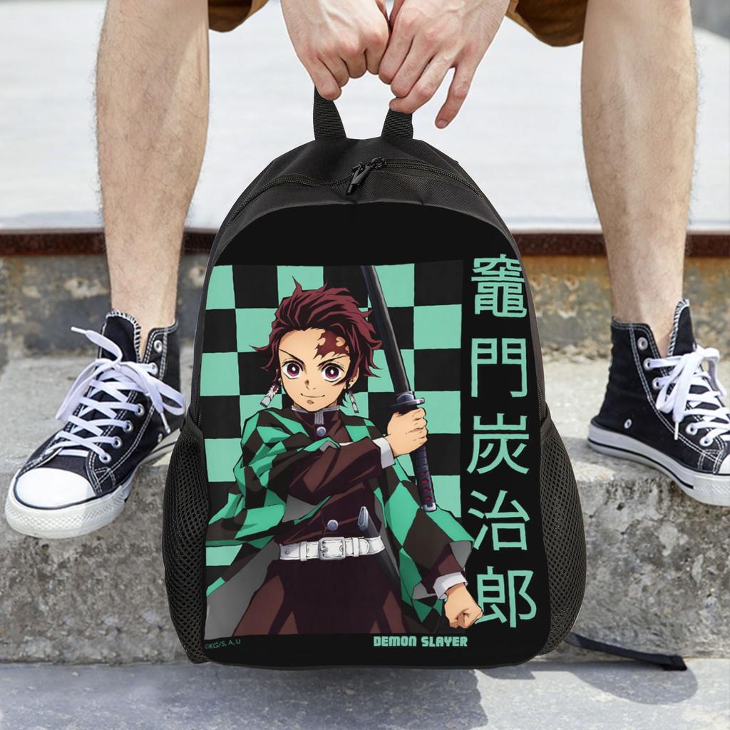 Рюкзаки Клинок Рассекающий Демонов Kimetsu no Yaiba Танджиро Дыхание Воды Меч Daypack mochila Campus Застежка-молния Rucksack