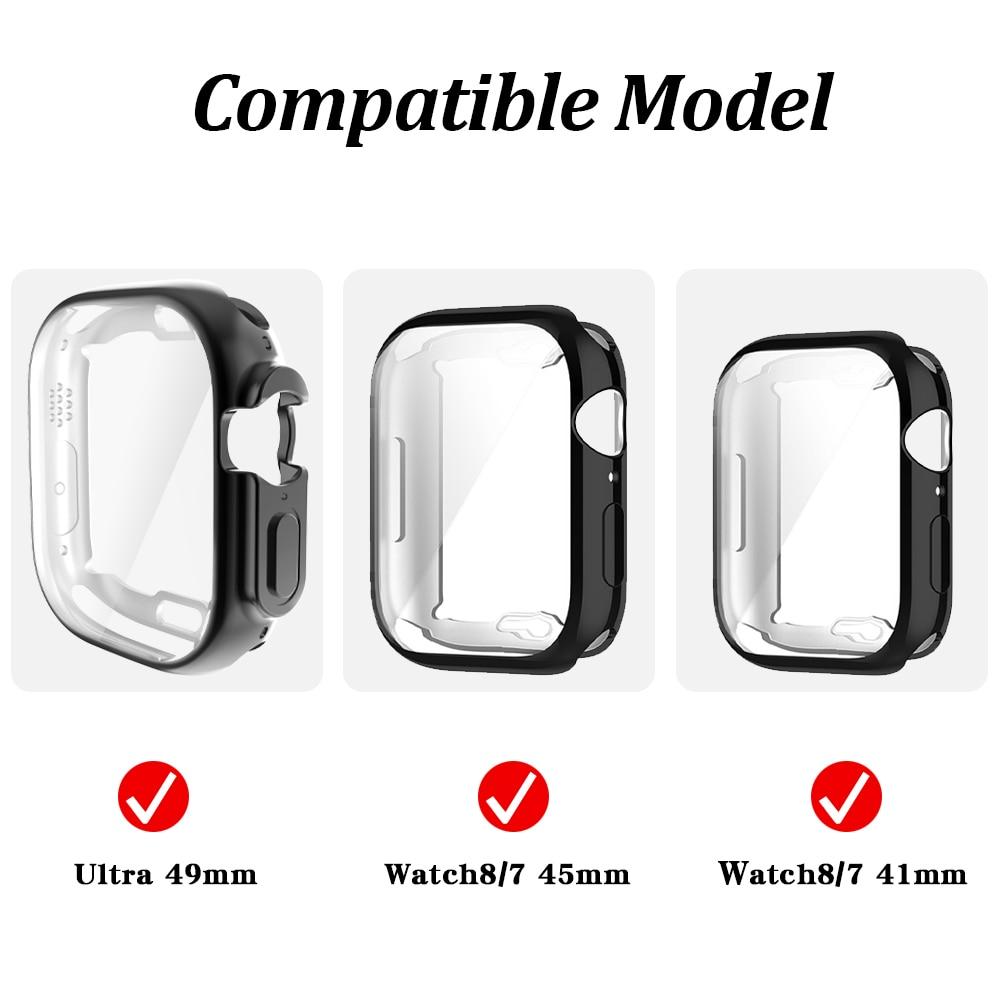 Для Apple Watch Series 8 Ultra/Pro 49 мм чехол для часов в комплекте Мягкая защитная пленка из ТПУ для iWatch 7 41/45 мм