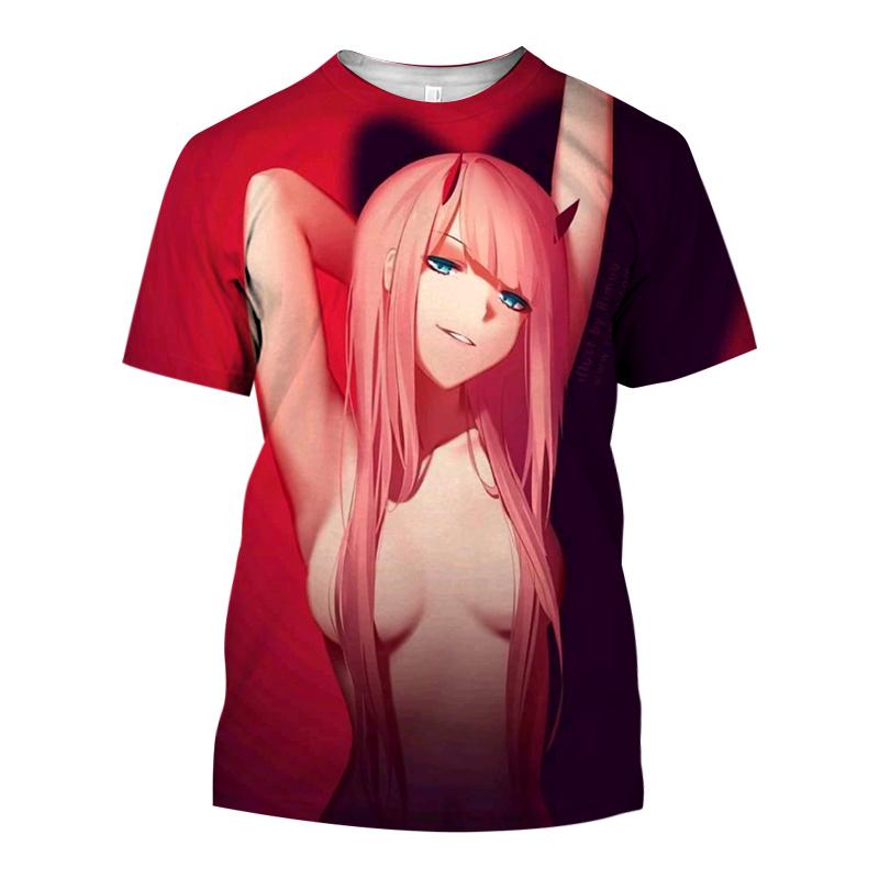 Летняя популярная мужская одежда аниме Darling In The Franxx Sexy Girl 3D Мужская футболка модная повседневная женская футболка с коротким рукавом большого размера