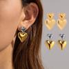 Double Heart Shaped Earrings Stainless Steel Love Drop Earring for Women