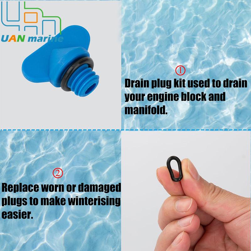 5 Pcs 22-806608A02 Exhaust Manifold Water Drain Blue Plug For MerCruiser 22-806608A1 22-806608A02 8M2000874