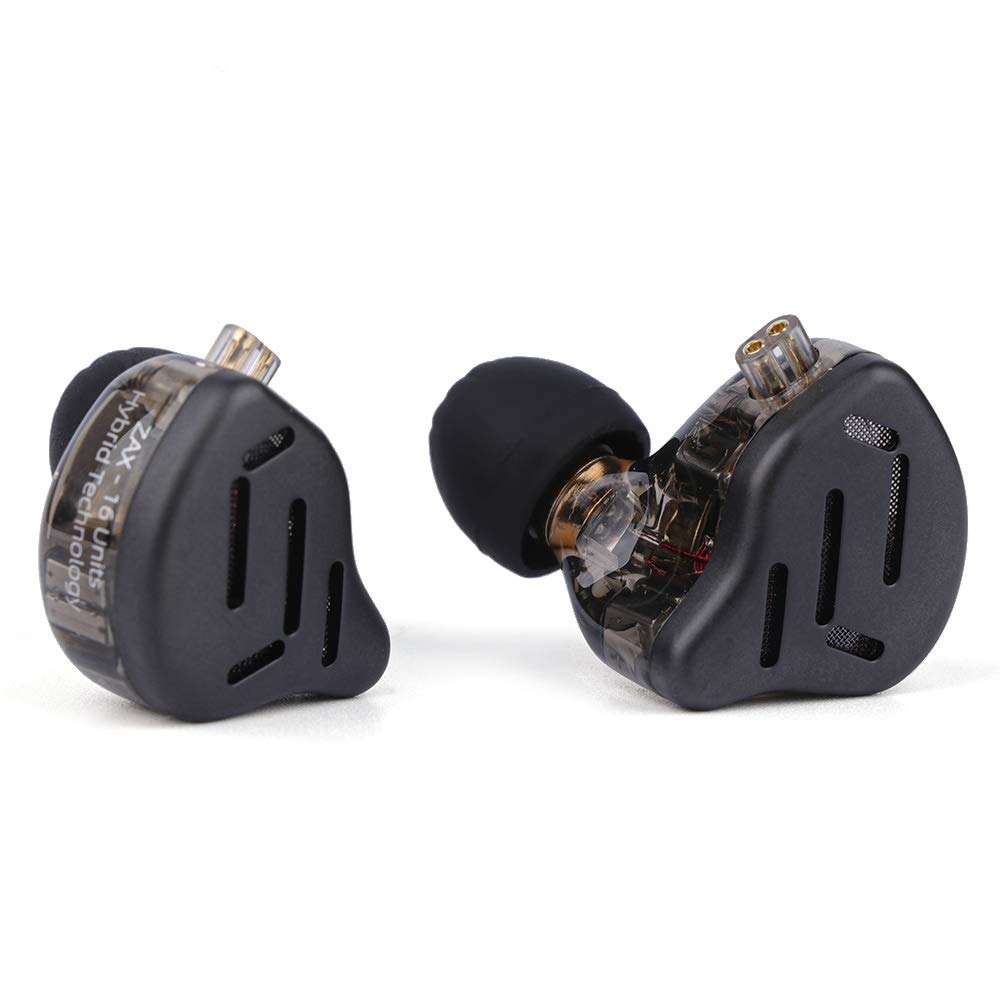 KZ ZAX (7BA+1DD) Гибридные Hi-Fi наушники, Сделано в Китае с 10-мм динамическими драйверами PEK и 7 оригинальными арматурными драйверами (Без микрофона, черный)