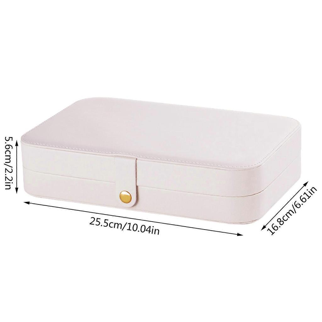Jewelry Box with Compartment Jewelry Organizer Case PU Leather Jewellery Container Practical Bedroom Dresser Organizer White
