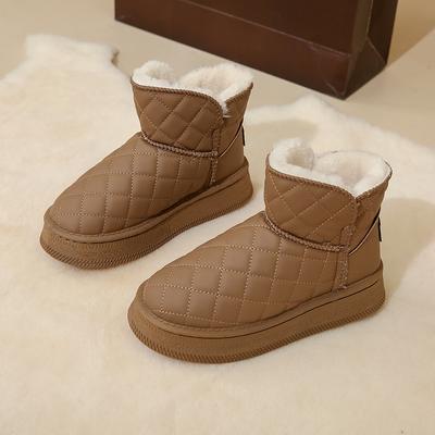 CRLAYDK Женские теплые зимние сапоги для снега на меху, водонепроницаемые ботильоны до щиколотки для улицы, удобные слипоны на платформе для дам