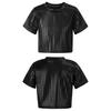 Jazz Dance Costumes Kids Boys Girls Shiny Sequins Short Sleeve Solid Color T-shirt Crop Tops Street Dance Stage Performance Wear
