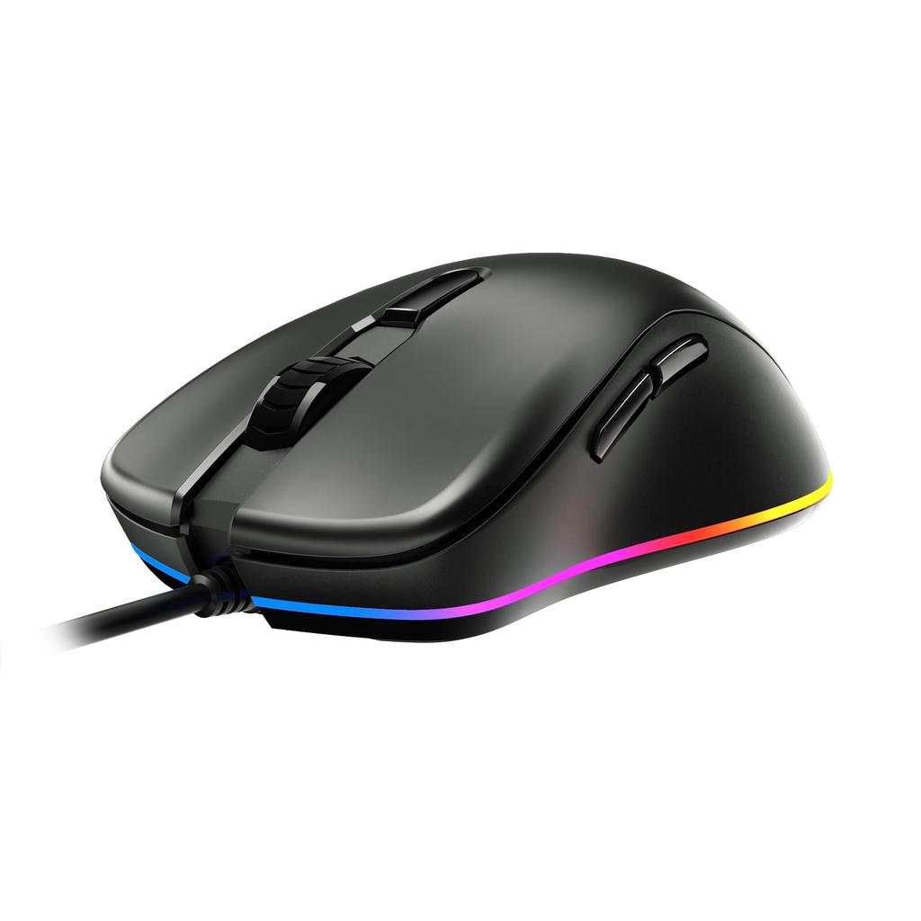 IClever Проводная игровая RGB мышь, 6 программируемых кнопок, настраиваемая, оптическая, 6400 DPI, с подсветкой, бесшумная, 360° освещение, сенсор, (черный)