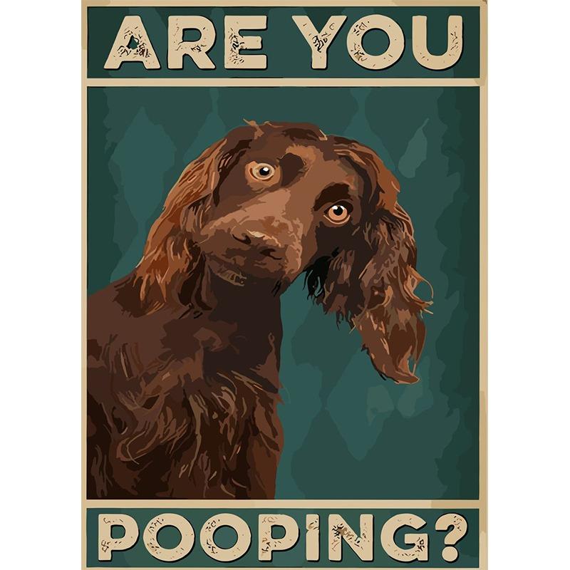 Animals Cat Dog Are You Pooping Funny Bathroom Sign Poster Print Canvas Painting Wall Art Picture for Toilet Home Bathroom Decor
