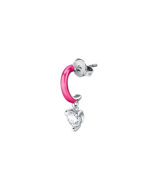 La Petite Story Single Steel Earrings With Fuchsia Enamel And Clear Zircon LPS02AQM35 For Women