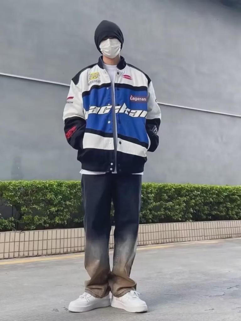 Весенний хип-хоп американский гоночный костюм: Модная вышитая куртка-бейсболка для мужчин