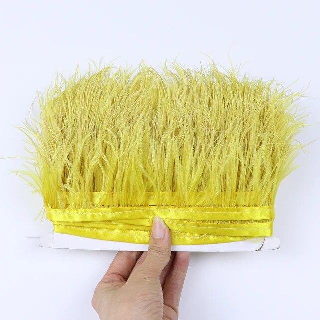 Цветная страусиная отделка 6-8 см, 1 м, 5 м, 10 м для поделок, свадебное платье, украшение одежды, лента с бахромой из перьев, отделка для шитья Flecos