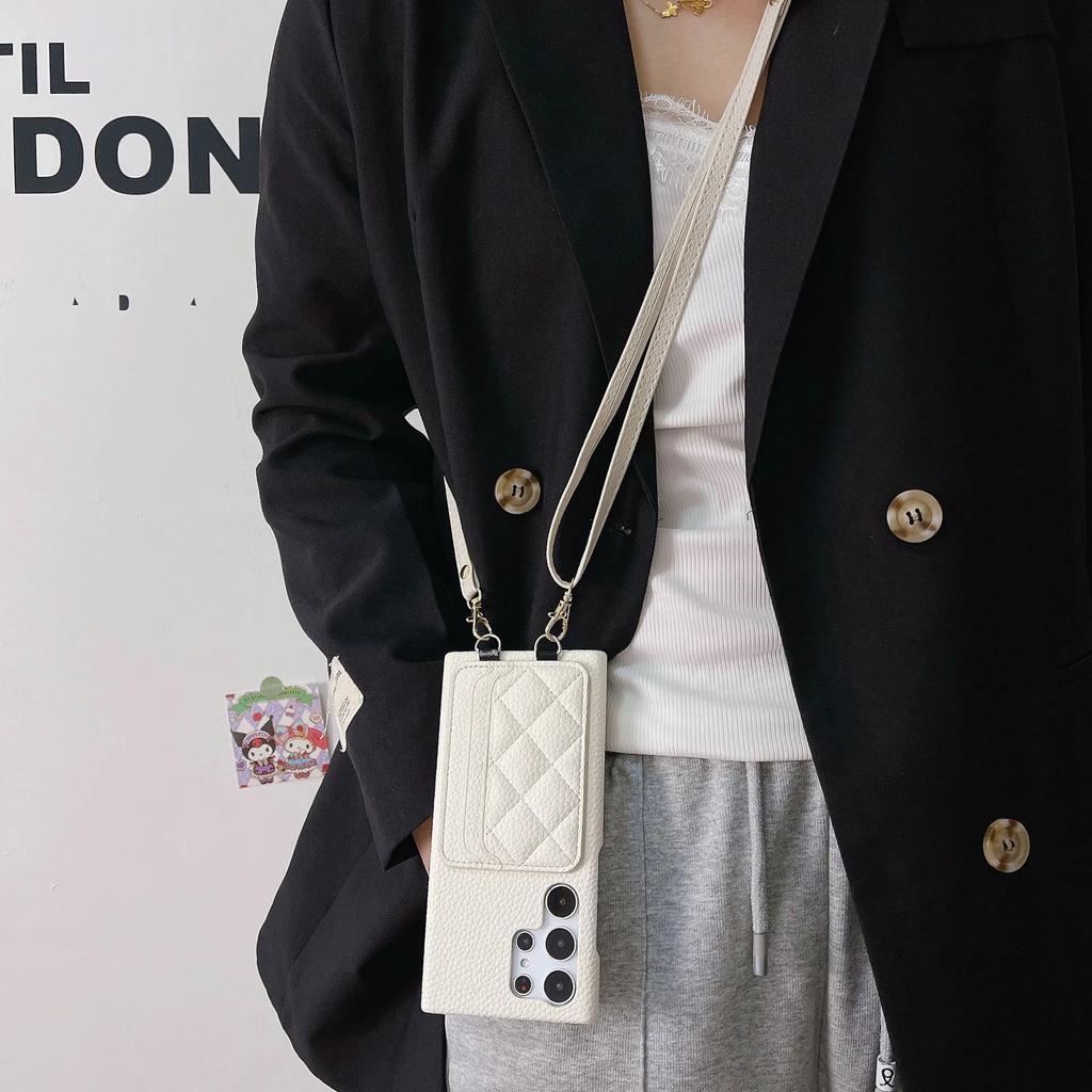 Кожаная сумка через плечо с держателем для карт Чехол для телефона для Samsung Galaxy S24 S22 Ultra Plus S23 FE A15 A25 A35 A55 A24 A34 A54 A14 Обложка