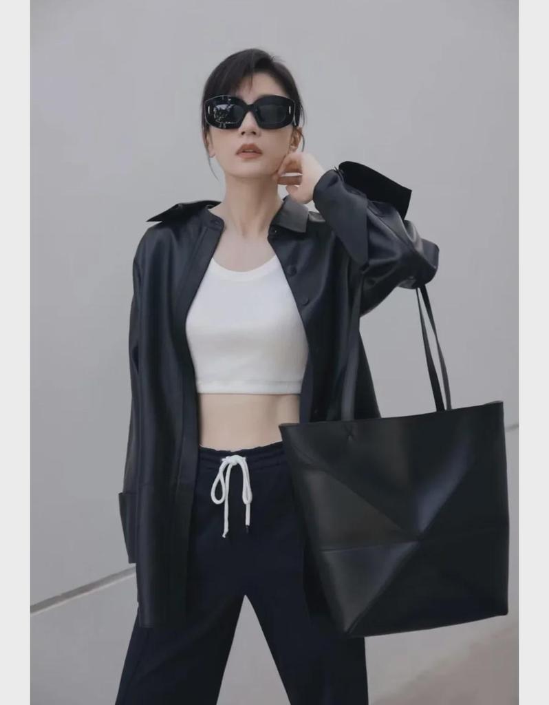 Новая женская большая вместительная сумка-тоут и сумка через плечо из геометрической кожи