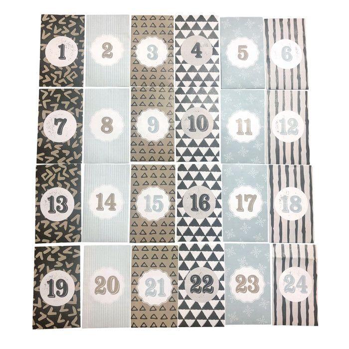 Sachet en papier pour cadeaux de l'Avent 24 pièces