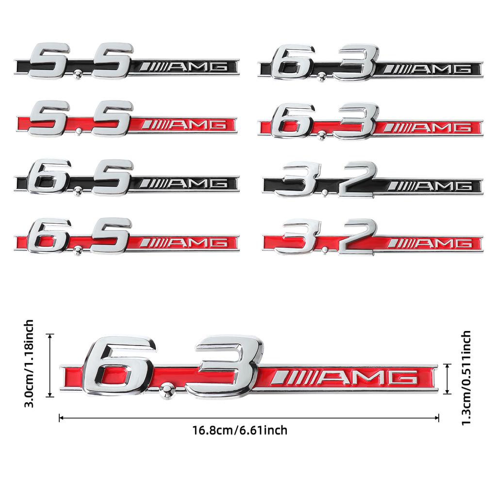 EJG4   1PCS 3D ABS Car Side Fender Emblem Decoration Sticker Auto Modification Accessories for Mercedes Benz 3.2 5.5 6.3 6.5 AMG Badge
