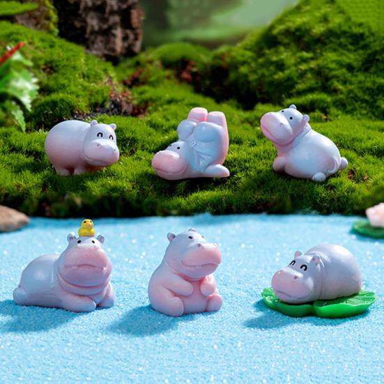 Миниатюрная фигурка бегемота, мини-мультяшный бегемот, украшение своими руками, микропейзаж, сказочный сад, животное, смоляная статуэтка, украшение