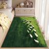 White Sheep on Green Field Carpet suitable as a non-slip mat for the living room or bedroom sofa