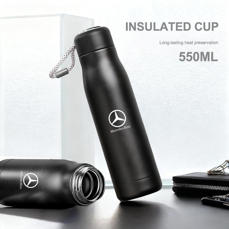 550ML Smart Thermos Bottle Portable Coffee Cup Ferrari Logo Insulated Mug For Mercedes Benz W205 E63 AMG W166 W246 W242 W176 GLE