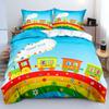 Home Bedroom Cartoon Train Duvet Cover Pillow Cover for Kids Bedding Set King Size Luxury Duvet Cover Set Christmas Decorations