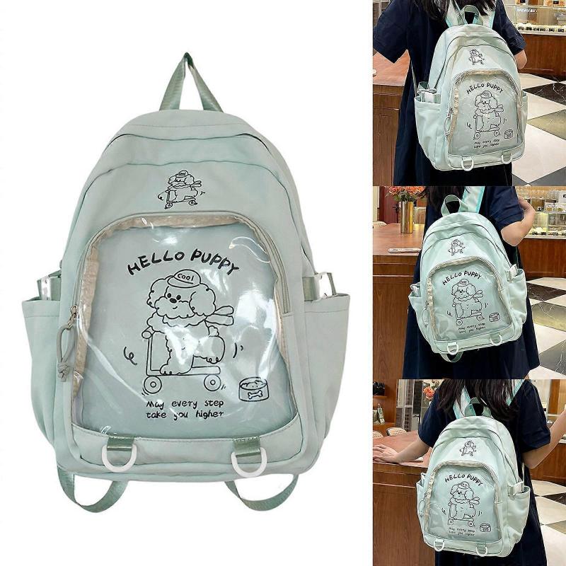 Japanese Cute Cartoon Anime Clear Backpack for Girls Large Capacity Trendy Itabag School Bag Casual Daypack Book Bag White
