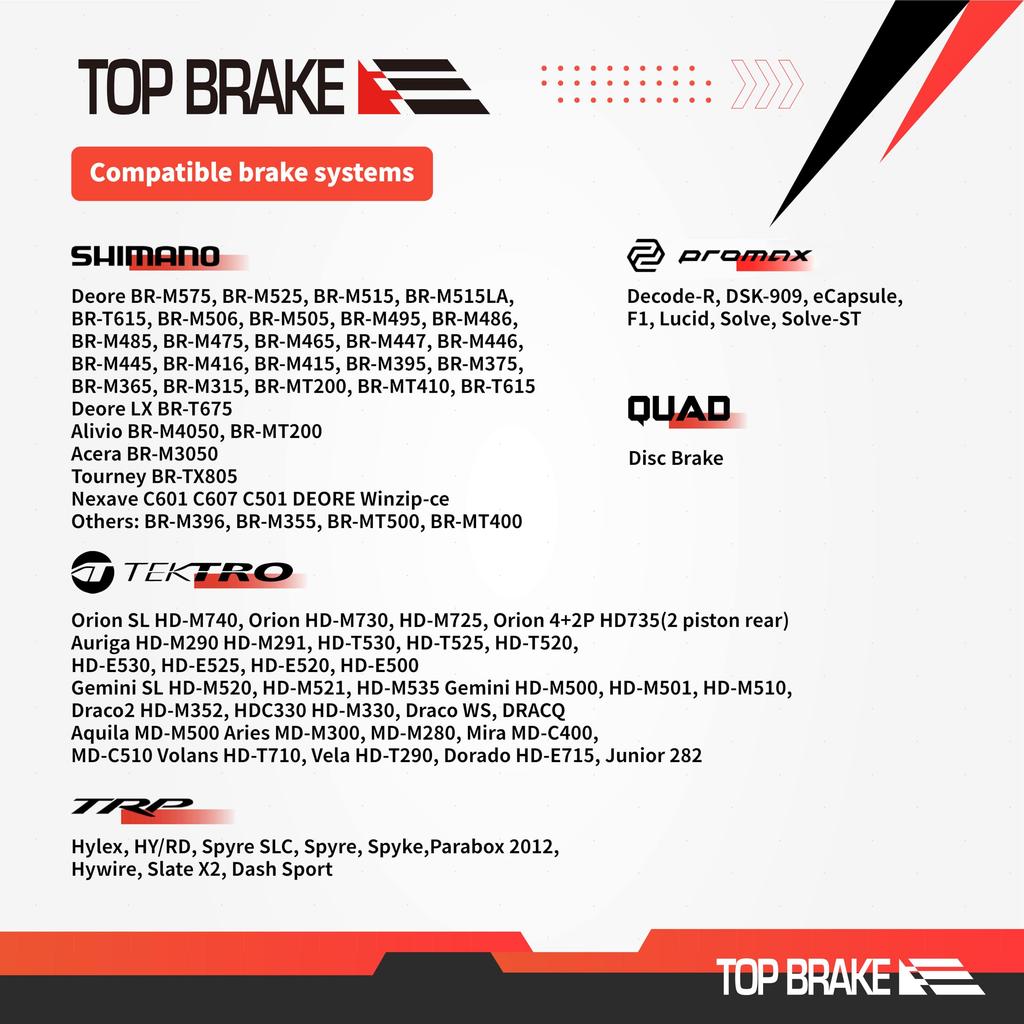 TOPBRAKE Горный велосипед Электровелосипед Велосипед Shimano Deore TRP Tektro Deore M525 M515 T615 T675 M505 Велосипед Мощность Органическая смола BR-M515,M525,M375 Br-M575