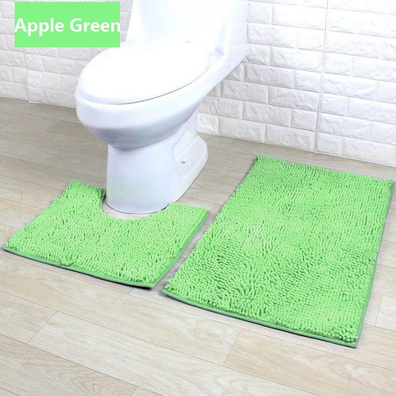 Роскошный набор из 2 ковриков для ванной: нескользящий коврик-основание для туалета и мягкий коврик из шенилла с длинным ворсом