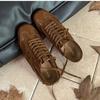 Версия из коровьей кожи~ кожаная внутренняя высота увеличивающая рост ретро коричневые немецкие тренировочные туфли женские 2025 новые повседневные спортивные туфли Форреста Гампа кеды осень