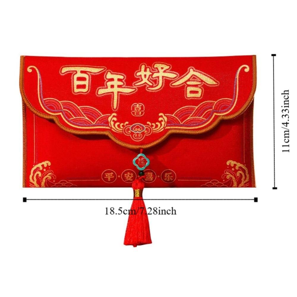 Tassels Money Red Pocket Blessing Words New Year Money Bag Brocade Red Envelope Chinese Wedding
