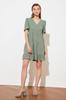 Women's Style Dress Emerald Green Wide Cut Mini Woven Dress