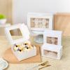 10Pcs 1/2/4/6 Holes Baking Packing Box Kraft Paper Cake Box New Pastry Cases for Birthday Wedding